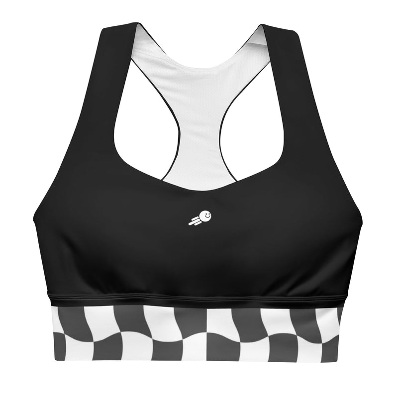 Checkered flag Recycled Longline Sports Bra