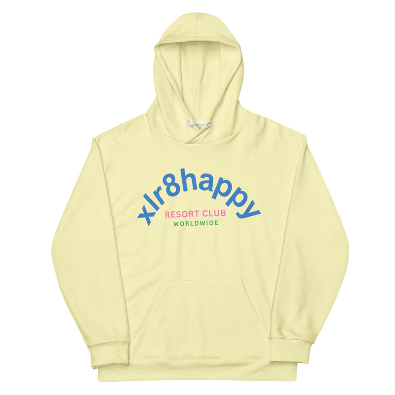 XLR8happy Resort Hoodie, Light Yellow, A Happy Hoodie with a Wish of Happiness for the World