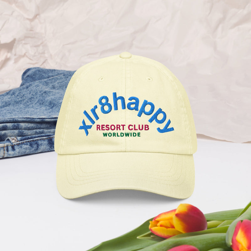 XLR8happy Resort Baseball Hat, Light Yellow, A Happy Accessory with a Wish of Happiness for the World