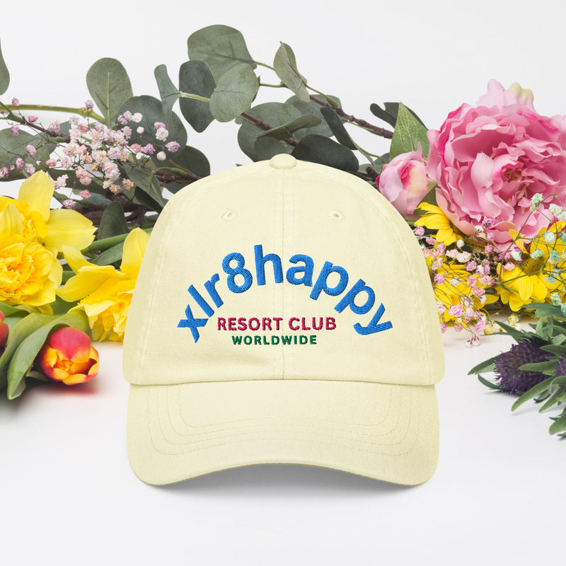 XLR8happy Resort Baseball Hat, Light Yellow, A Happy Accessory with a Wish of Happiness for the World