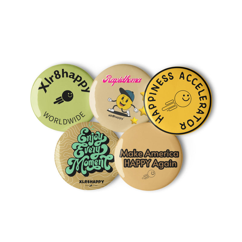 Set of XLR8happy pin buttons