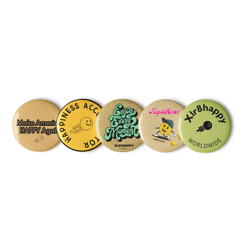 Set of XLR8happy pin buttons