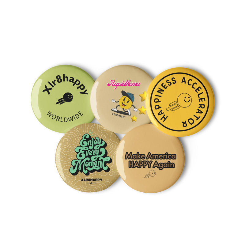 Set of XLR8happy pin buttons