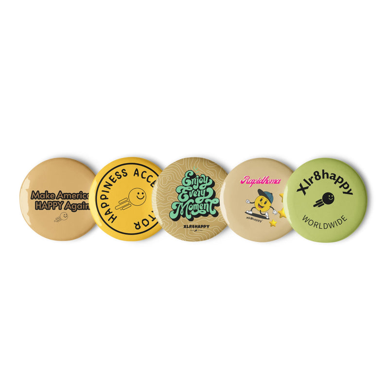 Set of XLR8happy pin buttons