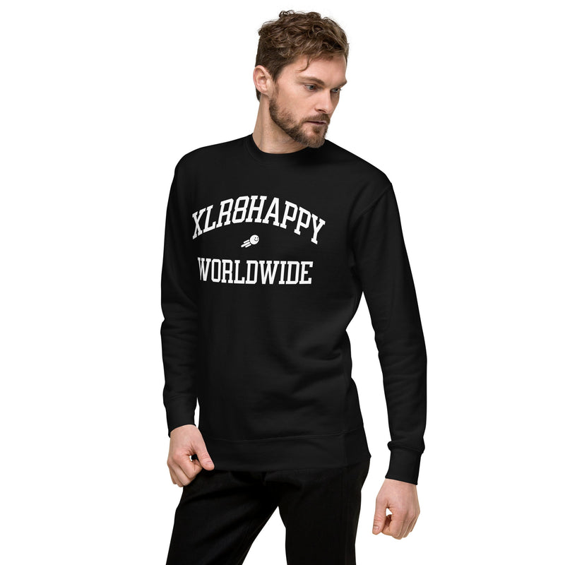 XLR8HAPPY Worldwide Sweatshirt, Black, A Happy Garment with a Wish of Happiness for the World