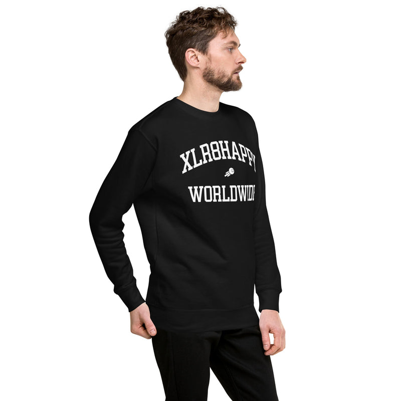 XLR8HAPPY Worldwide Sweatshirt, Black, A Happy Garment with a Wish of Happiness for the World
